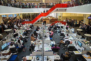 Die Reporter arbeiten in einem Großraumbüro, dem „Newsroom“, in Manhattan. Foto: New York Times