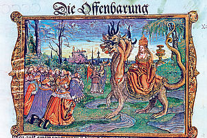Illustration der Offenbarung: Die „Babylonische Hure“ aus der Cranach-Bibel. Foto: epd