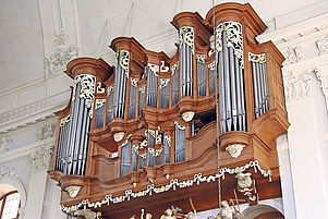 Hat bereits zwei Sanierungen hinter sich: Die Stumm-Orgel aus den 1740er Jahren in der Paulskirche Kirchheimbolanden. Foto: Pohlit