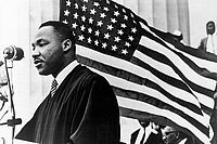 Martin Luther King war der ­bekannteste Vertreter der Bürgerrechtsbewegung in den USA. Der Baptistenpastor aus Atlanta sprach sich für gewaltfreie Protestformen aus, um seinen Traum, die Gleichheit aller Menschen, zu erreichen. Foto: epd