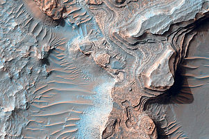 So sieht es im Uzboi Vallis aus, einem Tal auf dem Mars. Foto: NASA