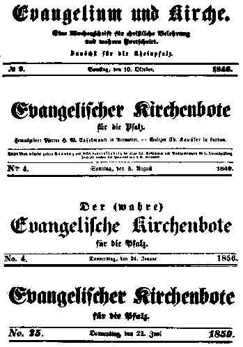 Titel des Evangelischen Kirchenboten aus den ersten Jahren seines Bestehens.