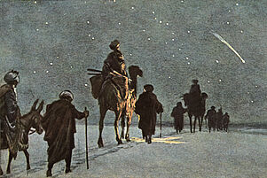 Die Weisen aus dem Morgenland folgen dem „Stern von Bethlehem“: Postkarte nach Aquarell von Paul Hey (1867 bis 1952). Foto: epd